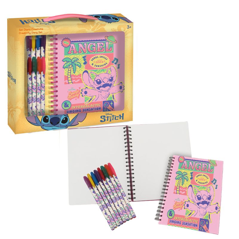 KREATIVNI SET SA DNEVNIKOM I FLOMASTERIMA STITCH ANGEL LST1309