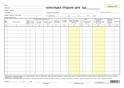 KALKULACIJA CENA A4