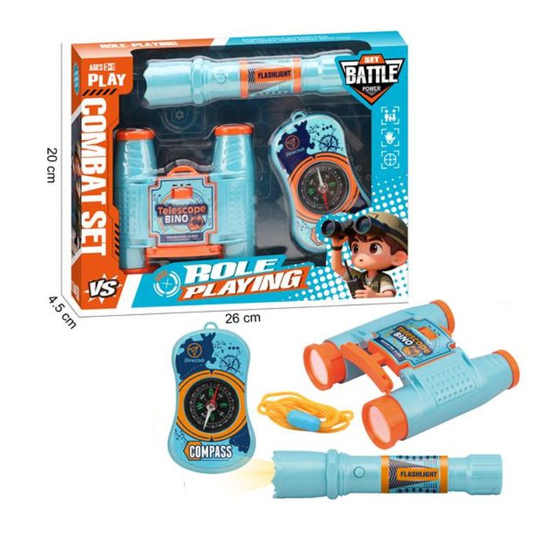 AVANTURISTICKI SET ZA IGRU - KOMPAS, DVOGLED I LAMPA