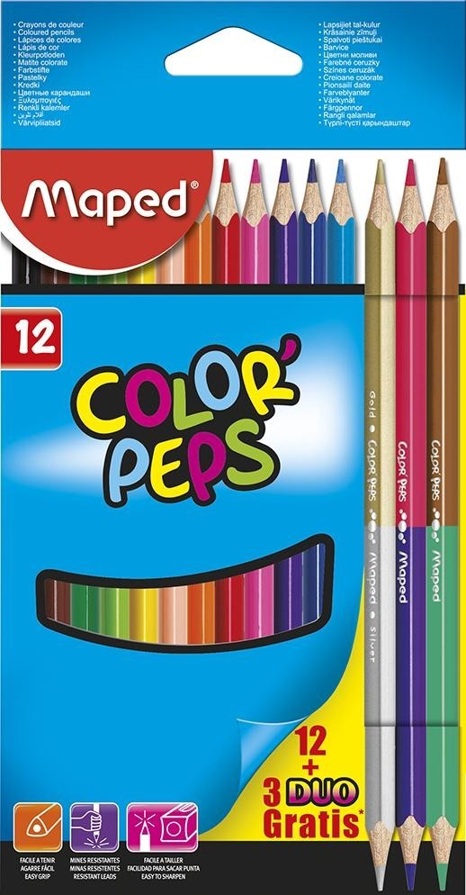 DRVENE BOJICE MAPED COLOR PEPS 12+3
