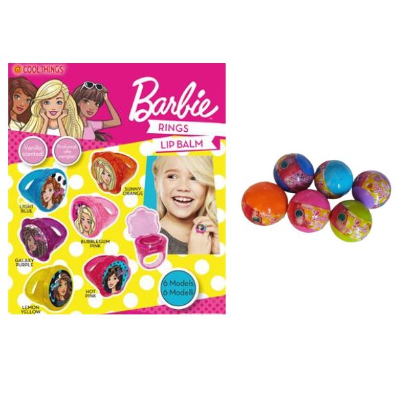 BARBIE PRSTEN I SJAJ ZA USNE U LOPTI MIX 5cm BR010